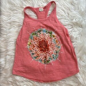 O’Neill Girls Coral Racerback Tank Top Size L Floral Mandala Graphic